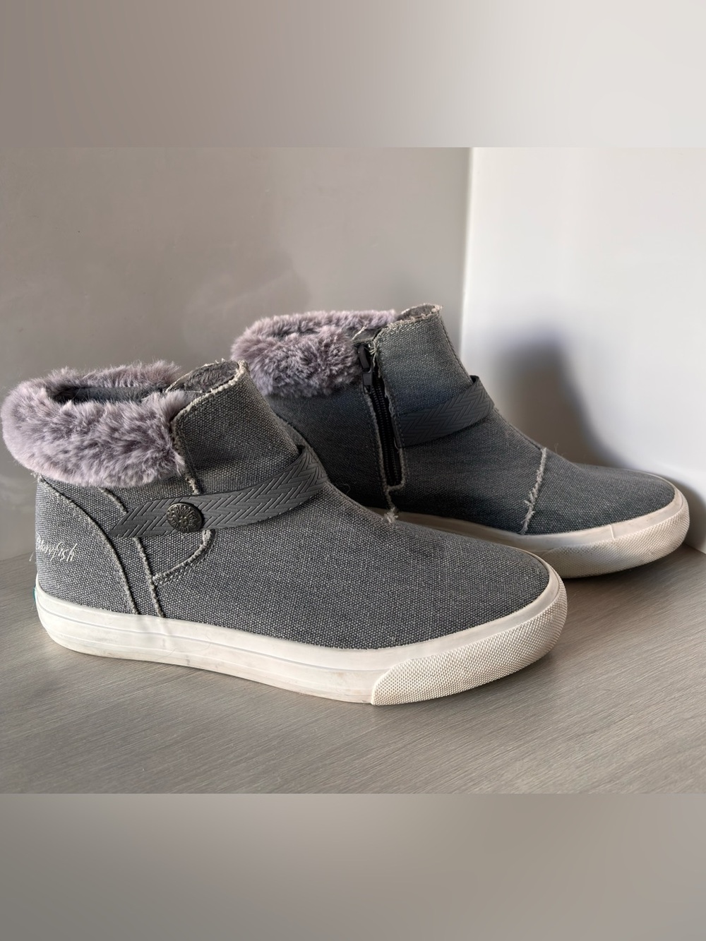 Blowfish Malibu Cotton Ankle Booties Faux Fur